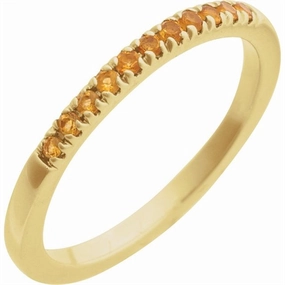 14K Yellow Gold November Birthstone Round Citrines Band Ring