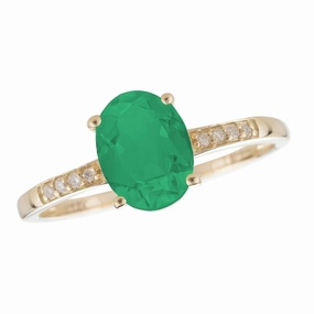 14K Yellow Gold Oval Emerald Classic Ring