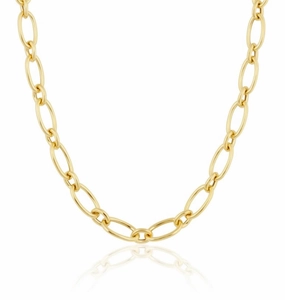 14K Yellow Gold Overlay 'Ivy' Oval & Round Chain Necklace