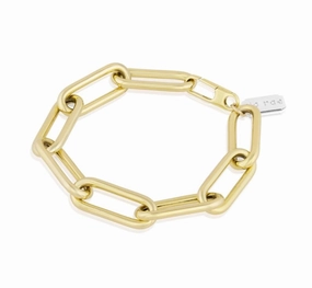 14K Yellow Gold Overlay Chunky Paperclip Bracelet