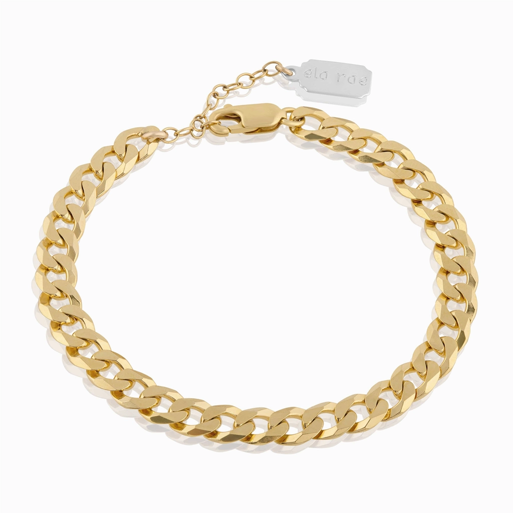 14K Yellow Gold Overlay Curb Chain Bracelet