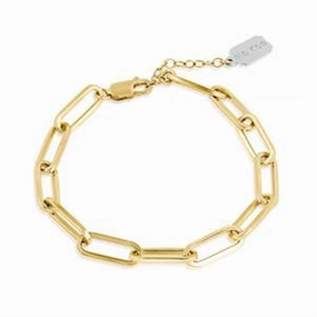 14K Yellow Gold Overlay Flat Paperclip Chain Bracelet