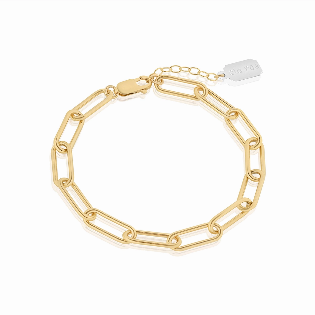 14K Yellow Gold Overlay Heavy Rectangle Bracelet
