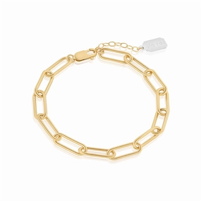 14K Yellow Gold Overlay Heavy Rectangle Bracelet