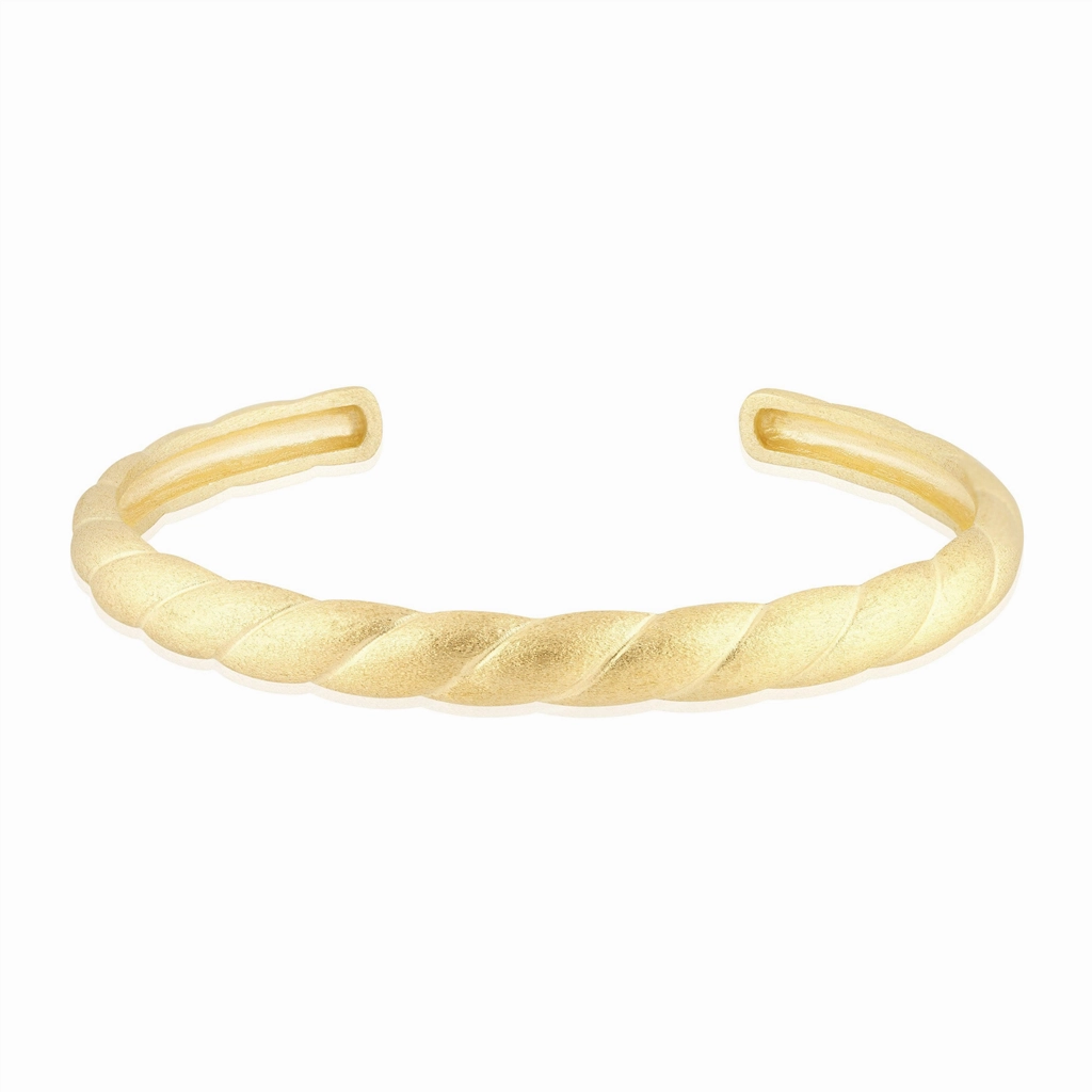 14K Yellow Gold Overlay Matte Twisted Cuff