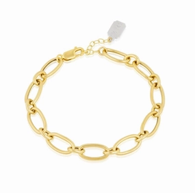 14K Yellow Gold Overlay Oval And Round Chain Bracelet