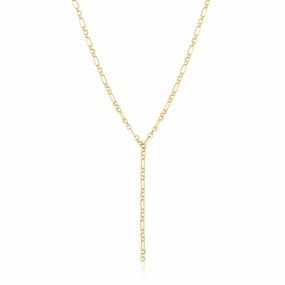 14K Yellow Gold Overlay Oval And Triple Round Link Yaeli Lariat Necklace