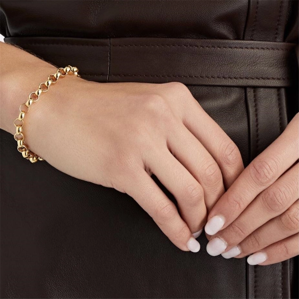 14K Yellow Gold Overlay Rolo Chain Bracelet