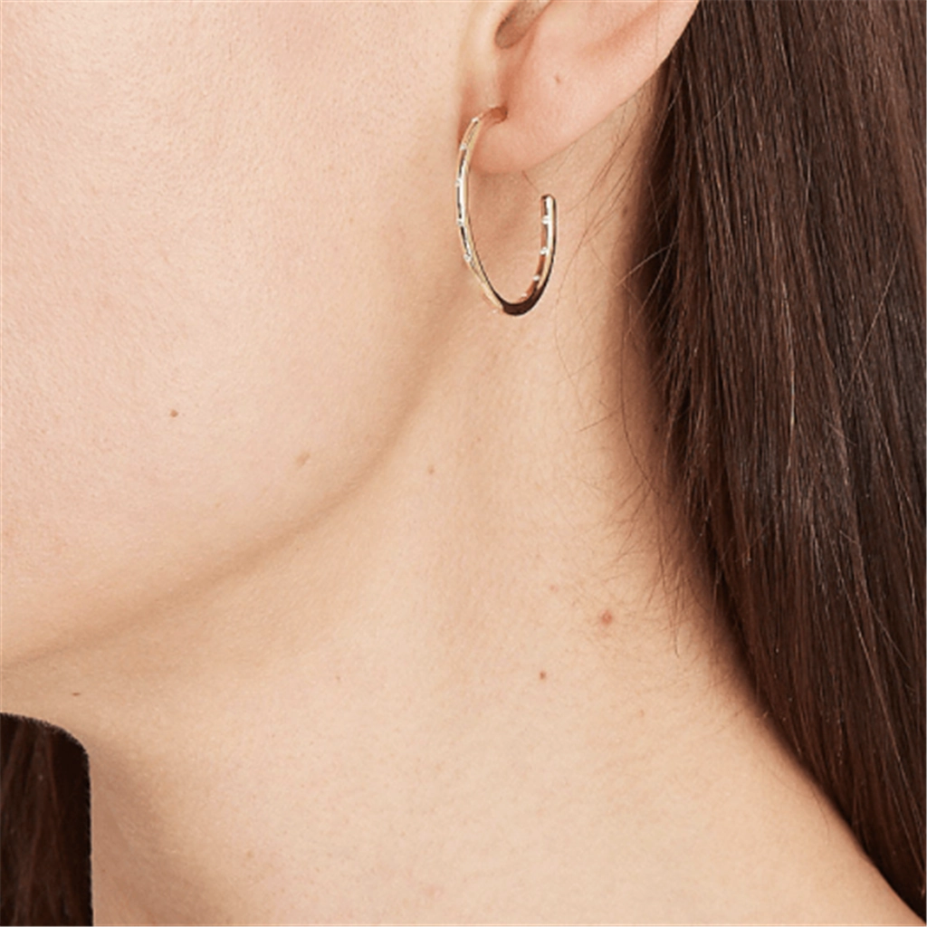 14K Yellow Gold Overlay Sprinkle Hoop Earrings