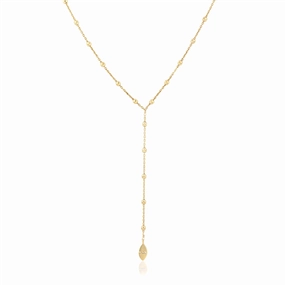 14K Yellow Gold Overlay Yaeli Ball Chain Y Necklace Length