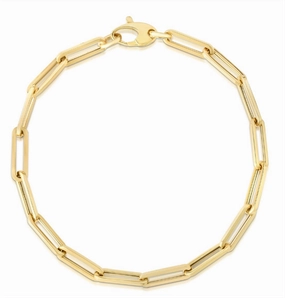 14K Yellow Gold Paperclip Chain Bracelet