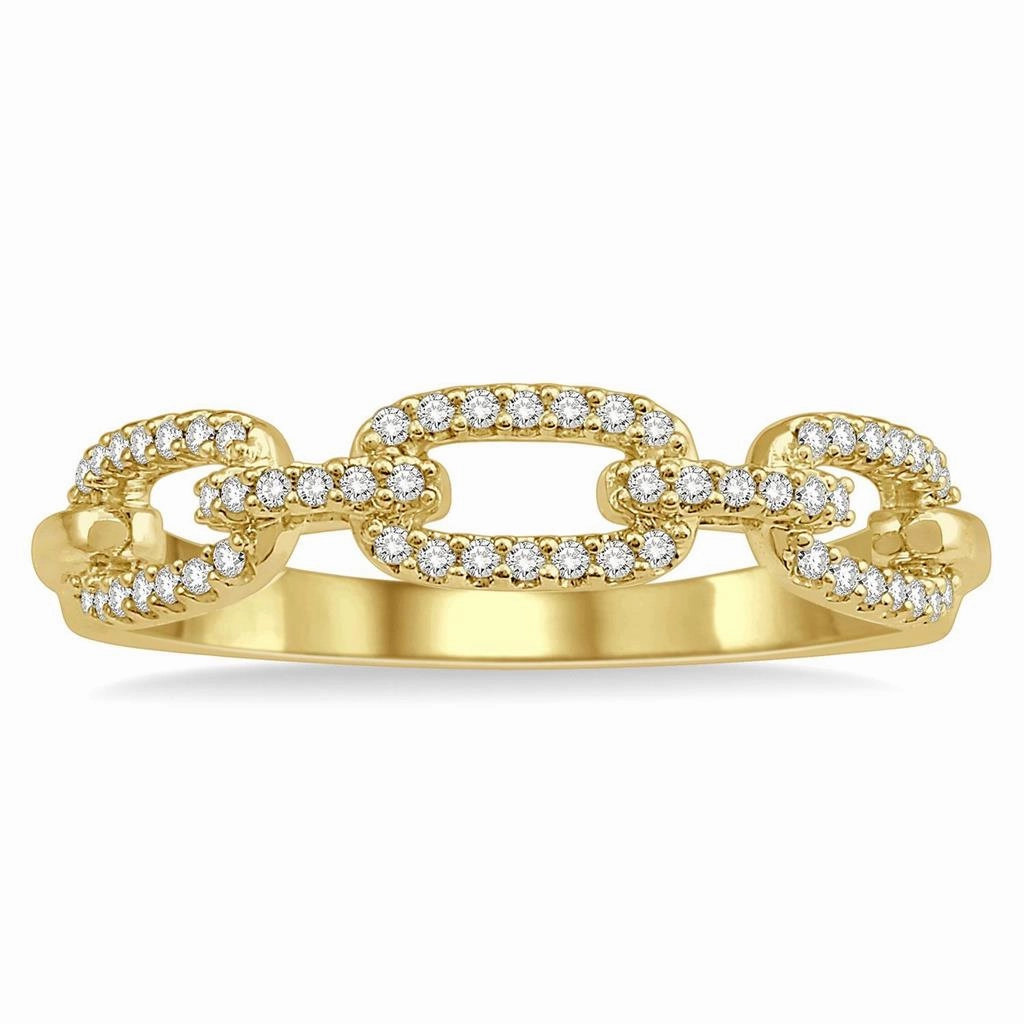 14K Yellow Gold Paperclip Diamond Fashion Ring