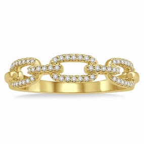 14K Yellow Gold Paperclip Diamond Fashion Ring