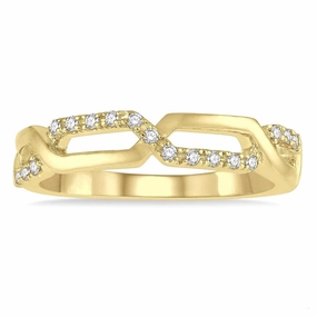 14K Yellow Gold Paperclip Stackable Diamond Ring