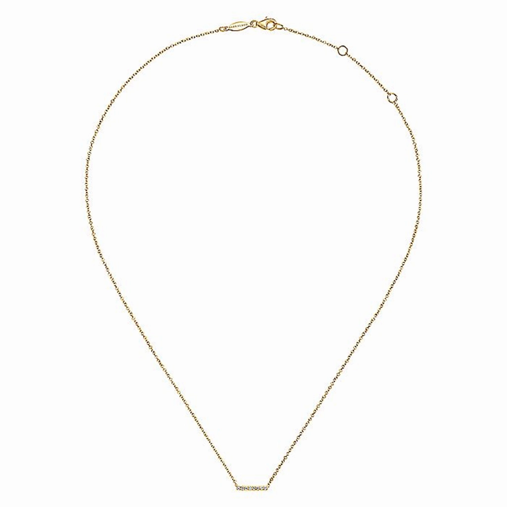 14K Yellow Gold Pav Diamond Bar Necklace