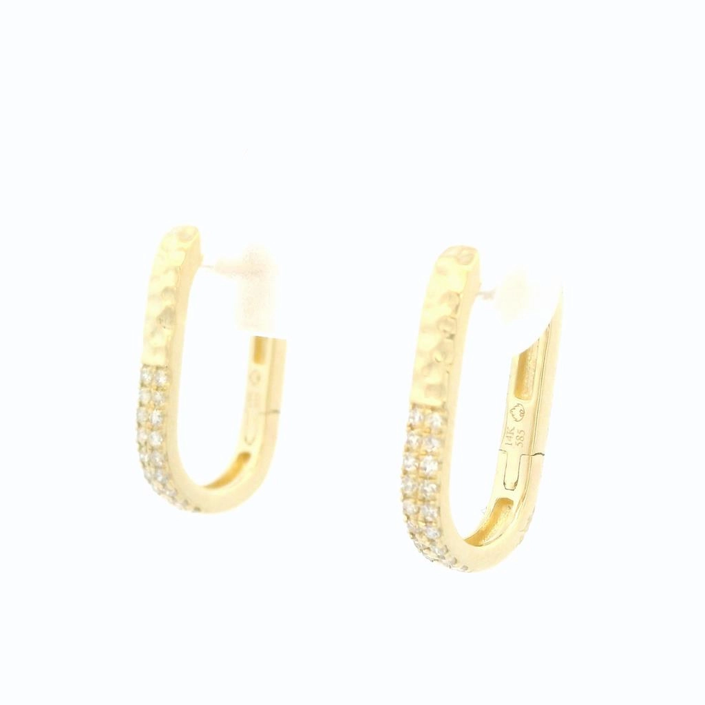 14K Yellow Gold Pav Diamond Small Earrings