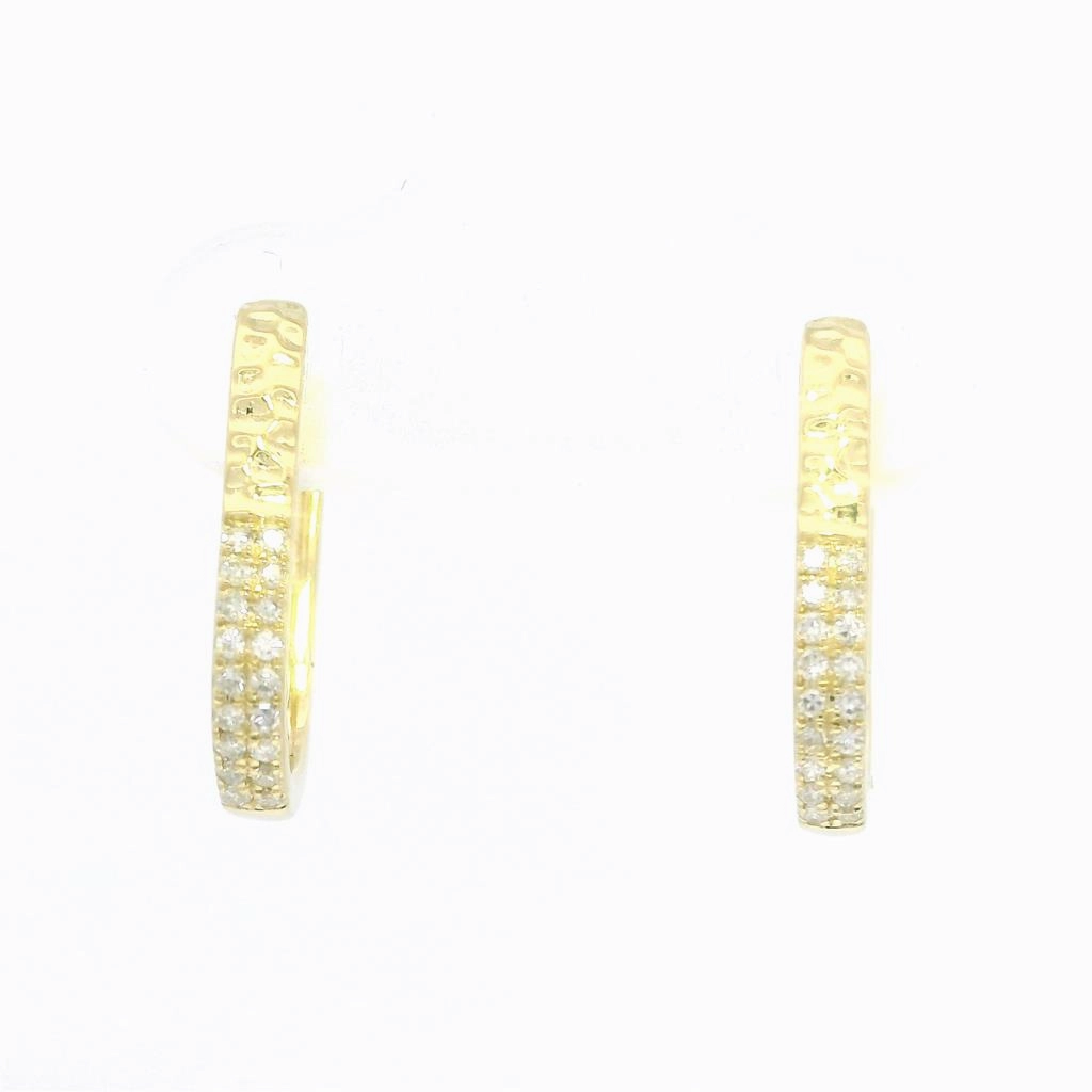 14K Yellow Gold Pav Diamond Small Earrings