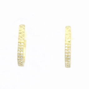 14K Yellow Gold Pav Diamond Small Earrings