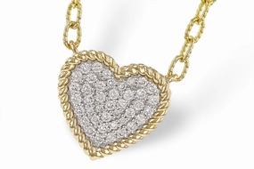 14K Yellow Gold Pav Heart Diamond Necklace