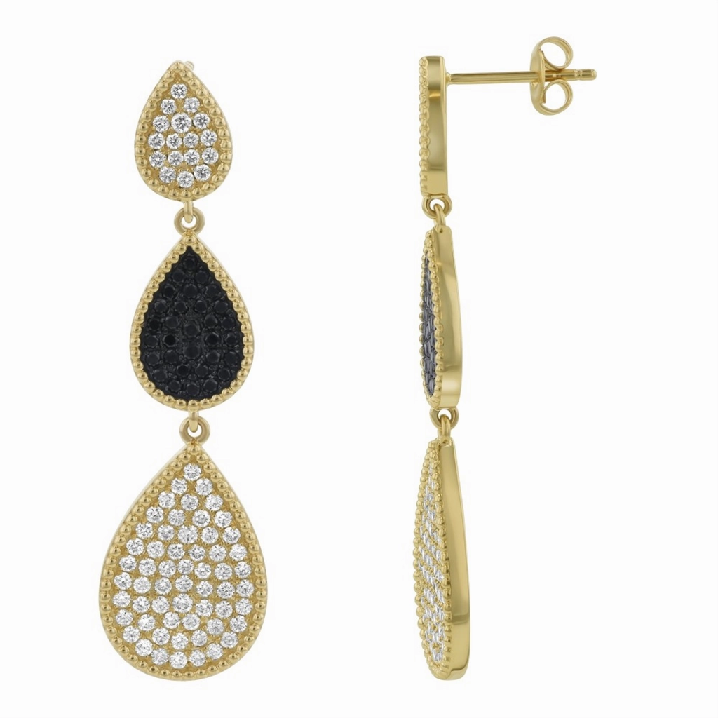 14K Yellow Gold Pear Shaped Drop Earrings Dangle Diamond Earring