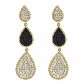 14K Yellow Gold Pear Shaped Drop Earrings Dangle Diamond Earring