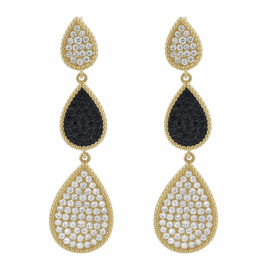 14K Yellow Gold Pear Shaped Drop Earrings Dangle Diamond Earring