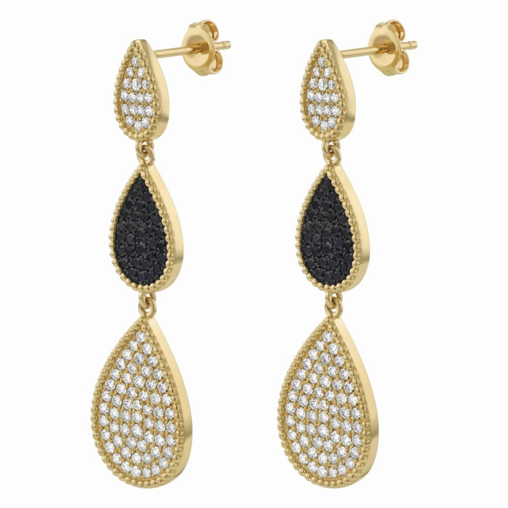 14K Yellow Gold Pear Shaped Drop Earrings Dangle Diamond Earring