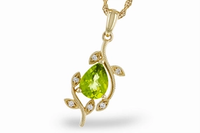 14K Yellow Gold Peridot Free Form Pendant