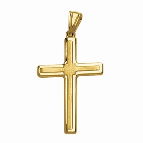 14K Yellow Gold Raised Cross Pendant