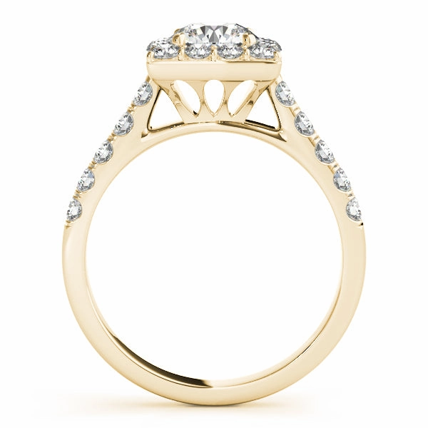14K Yellow Gold Round Halo Engagement Ring