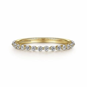 14K Yellow Gold Single Prong Diamond Anniversary Band