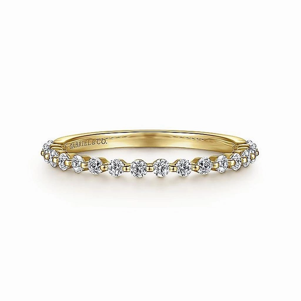14K Yellow Gold Single Prong Diamond Anniversary Band