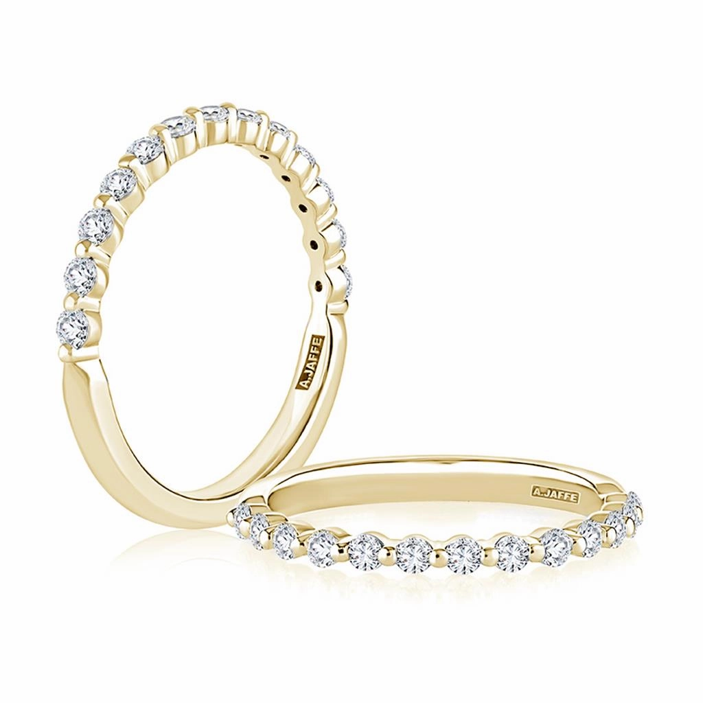 14K Yellow Gold Single Prong Half Anniversary Natural Diamonds Band