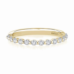 14K Yellow Gold Single Prong Half Anniversary Natural Diamonds Band