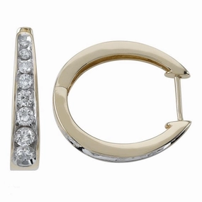 14K Yellow Gold Small Diamond Hoop Earrings