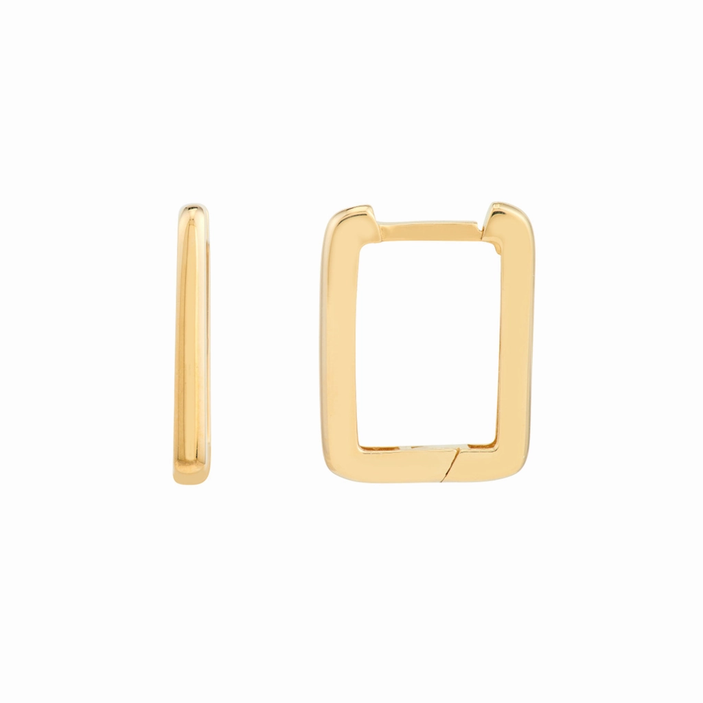 14K Yellow Gold Square Frame Paper Clip Earrings