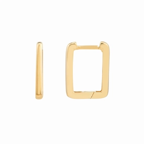 14K Yellow Gold Square Frame Paper Clip Earrings