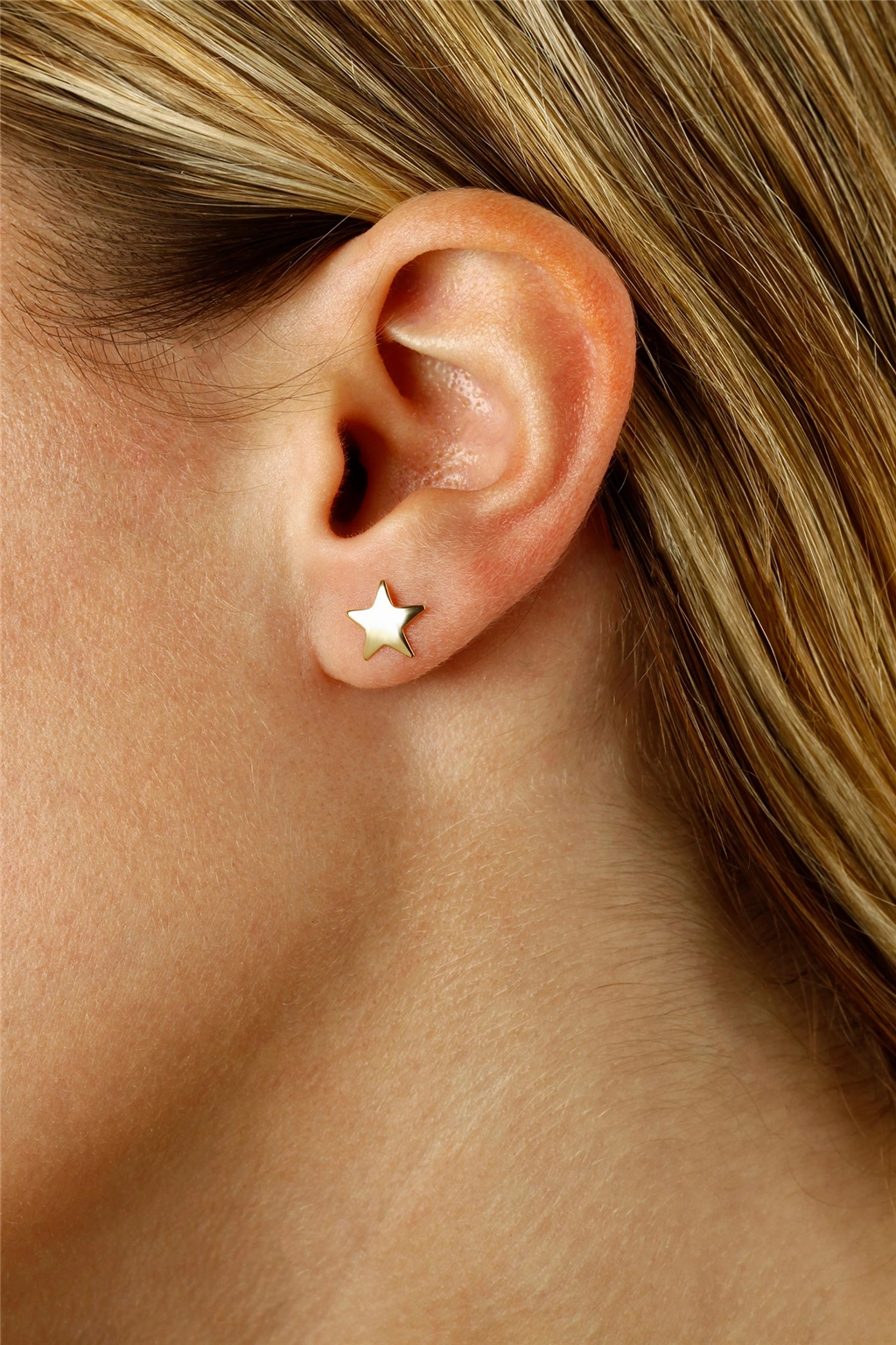 14K Yellow Gold Star Stud Earrings