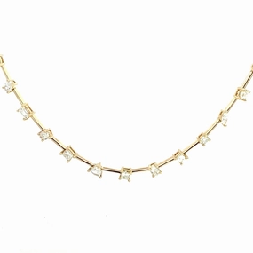 14K Yellow Gold Station Diamond Necklace