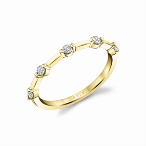 14K Yellow Gold Straight Natural Diamonds Band