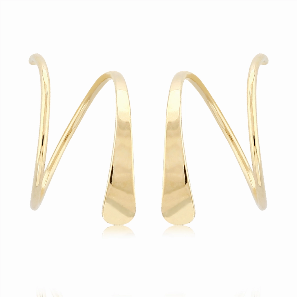 14K Yellow Gold Tapered Wire Cuff Earrings