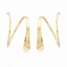 14K Yellow Gold Tapered Wire Cuff Earrings