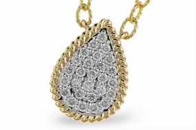 14K Yellow Gold Teardrop Diamond Cluster Necklace