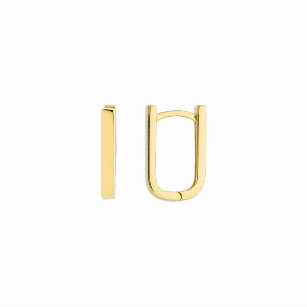 14K Yellow Gold Thin Paper Clip Huggie Earrings