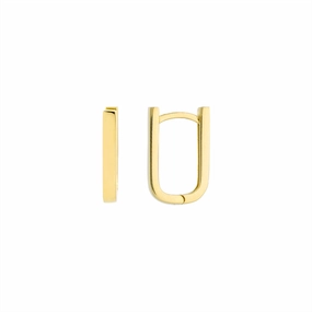 14K Yellow Gold Thin Paper Clip Huggie Earrings