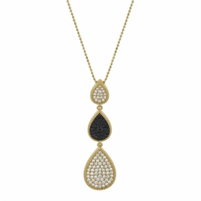 14K Yellow Gold Three Pear Shapes Drop Pendant Diamond Pendant