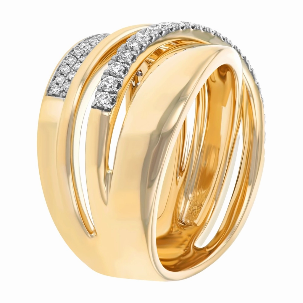 14K Yellow Gold Twisted Diamond Ring