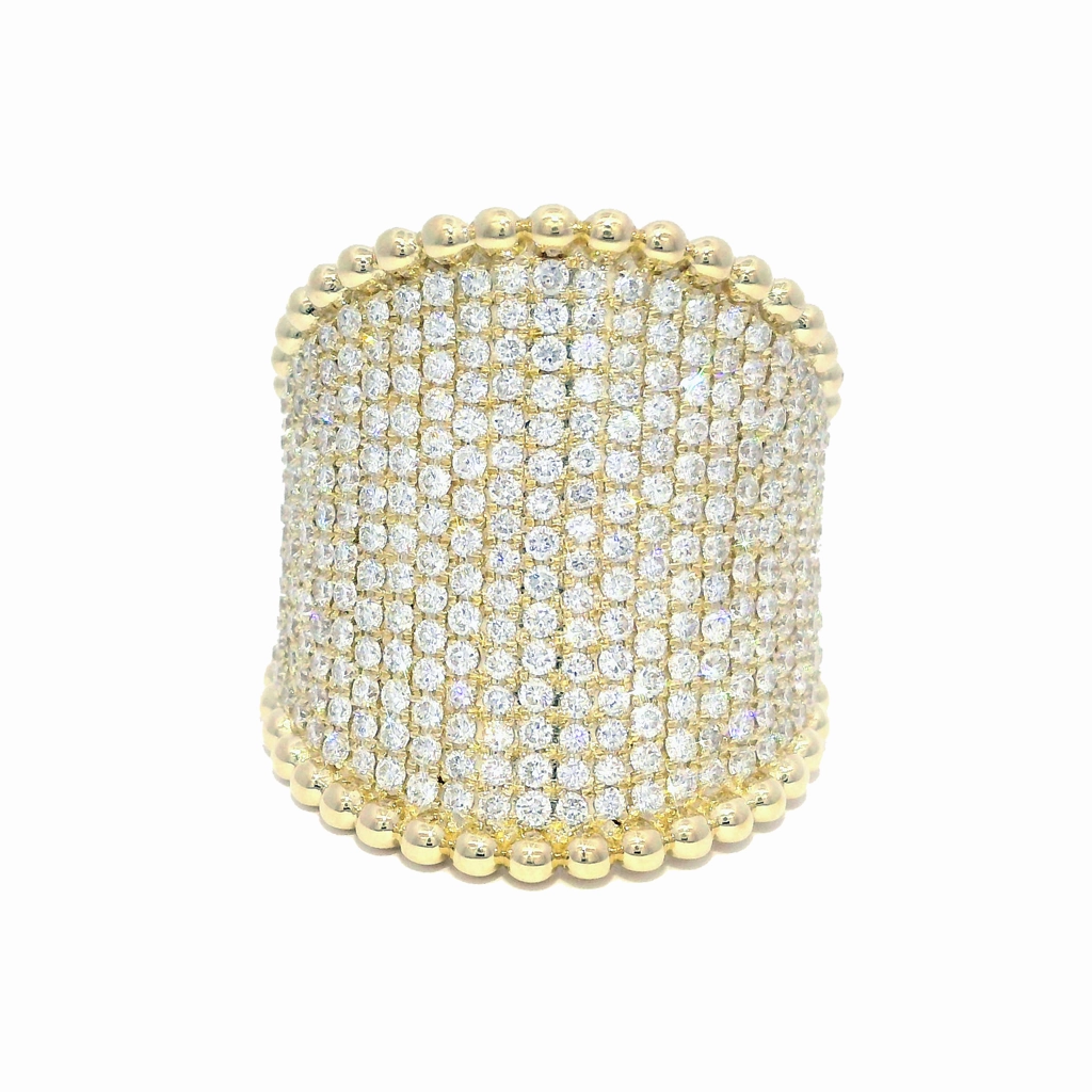 14K Yellow Gold Wide Band Diamond Ring