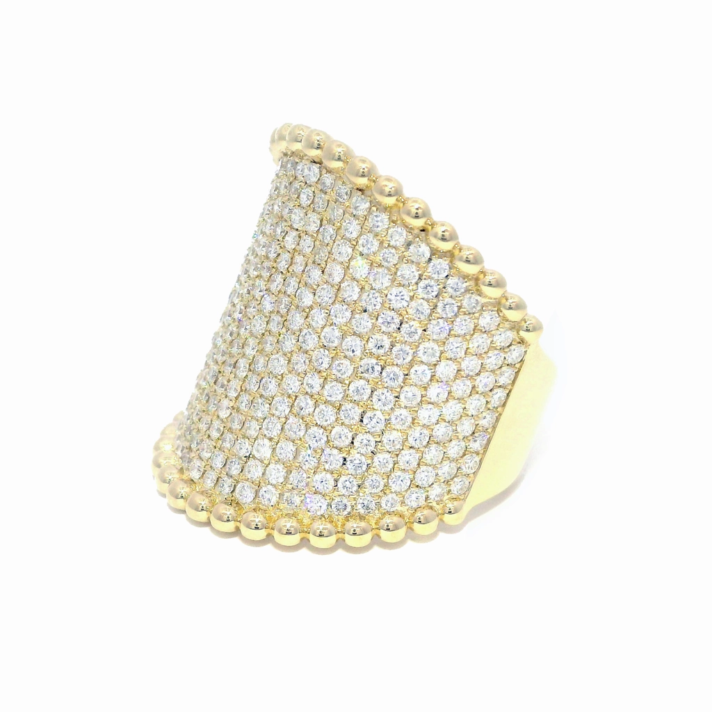 14K Yellow Gold Wide Band Diamond Ring