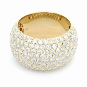 14K Yellow Gold Wide Pav Diamond Band